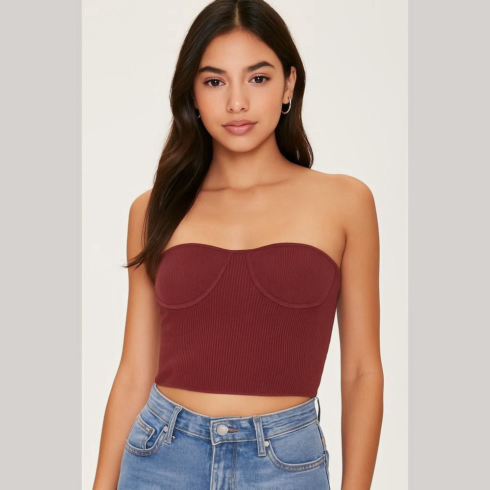 Forever 21 Tube Top - Women's M - Burgundy Ribbed Sweater